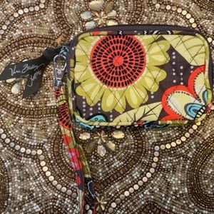 Vera Bradley Abstract Floral Wristlet Coin Purse Yellow Green Teal Orange